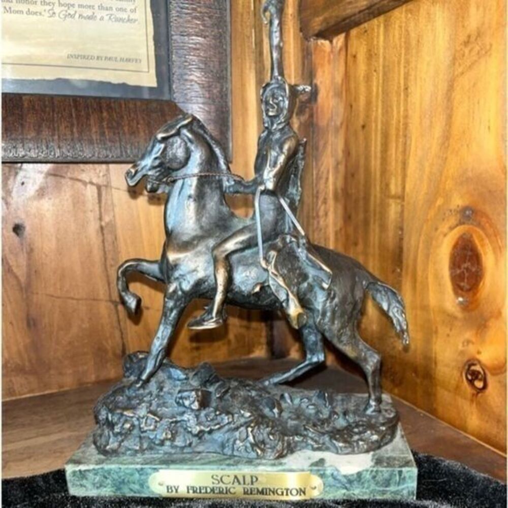 SCALP American Bronze Handmade Sculpturer By Frederic Remington Vintage